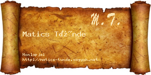 Matics Tünde névjegykártya